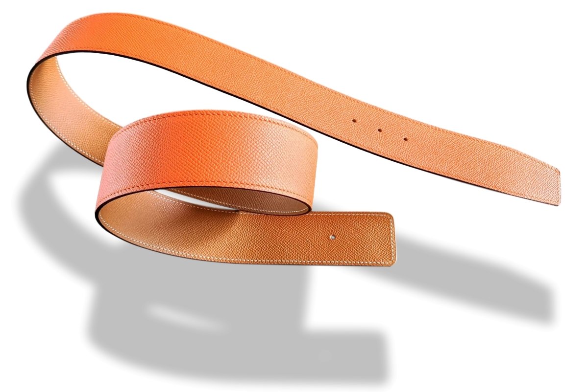 Hermes Orange/Gold Reversible Epsom/Epsom Leather Reversible Strap Belt 42 MM Sz100, New! - poupishop