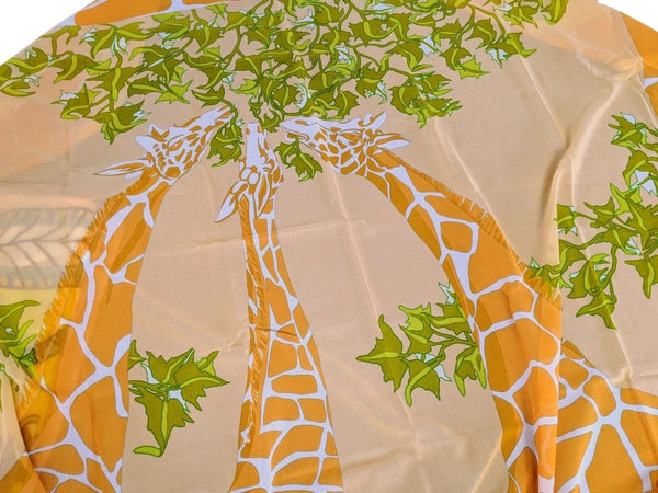 Hermes Orange/Green Oversize Giraffe Print Scarf Pareo LES GIRAFES in Muslin of Cotton, Rare in Box!