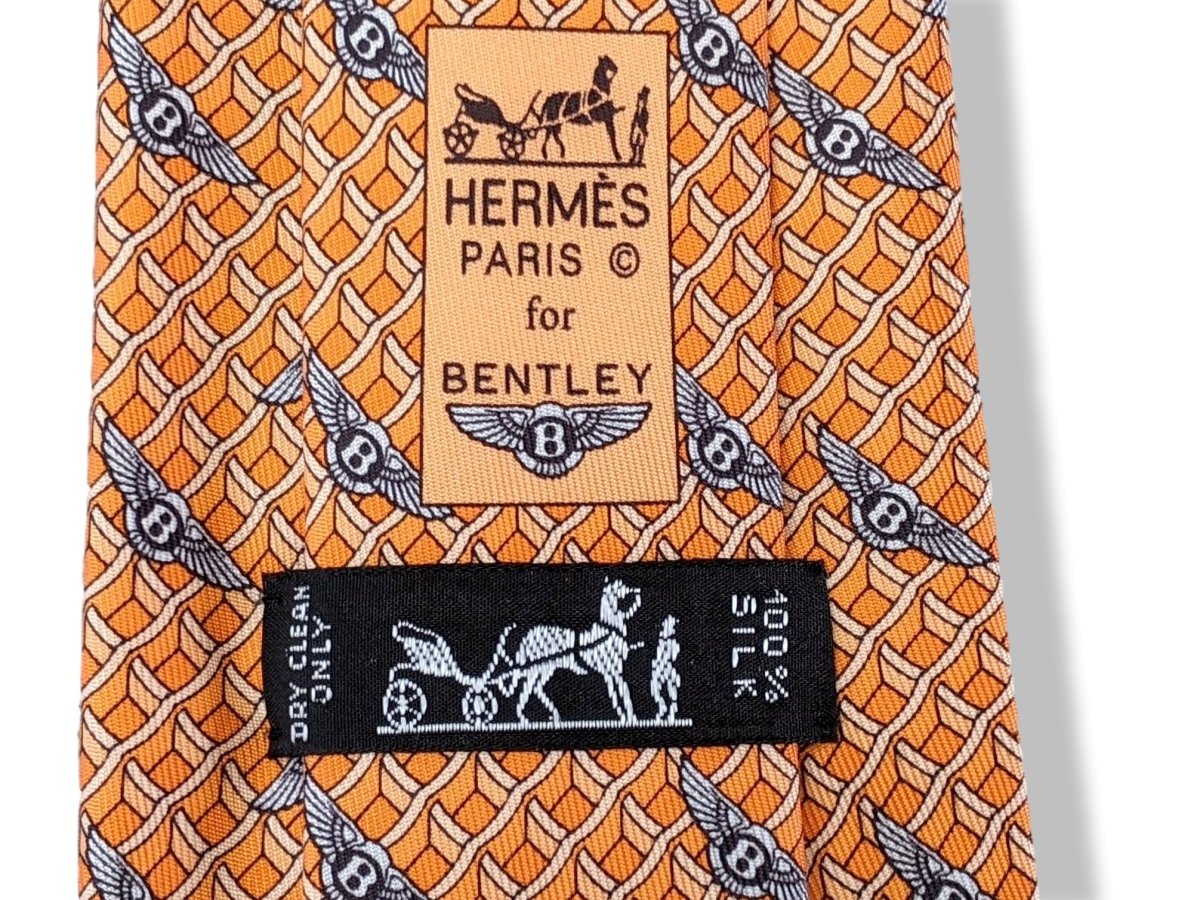 Hermes Orange/Gris Argent Limited Edition VIP BENTLEY Twill Silk Tie 9,5CM 5355 TA Rare, BNIB! - poupishop