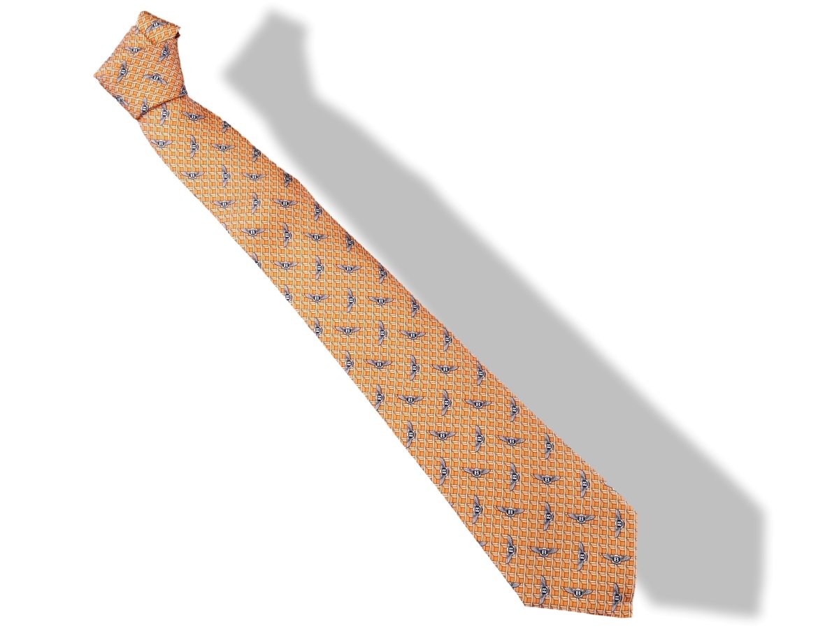 Hermes Orange/Gris Argent Limited Edition VIP BENTLEY Twill Silk Tie 9,5CM 5355 TA Rare, BNIB! - poupishop