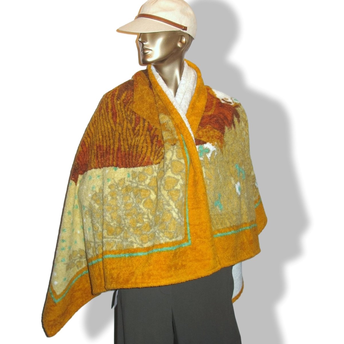 Hermes Orange/Pale Yellow/Brown THE MARE AND HER FOAL Cotton Terry Animal Horses Beach Towel GM - poupishop