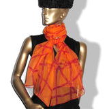 Hermes Orange/Red BOLDUC Mousseline of Silk Stole, New! - poupishop