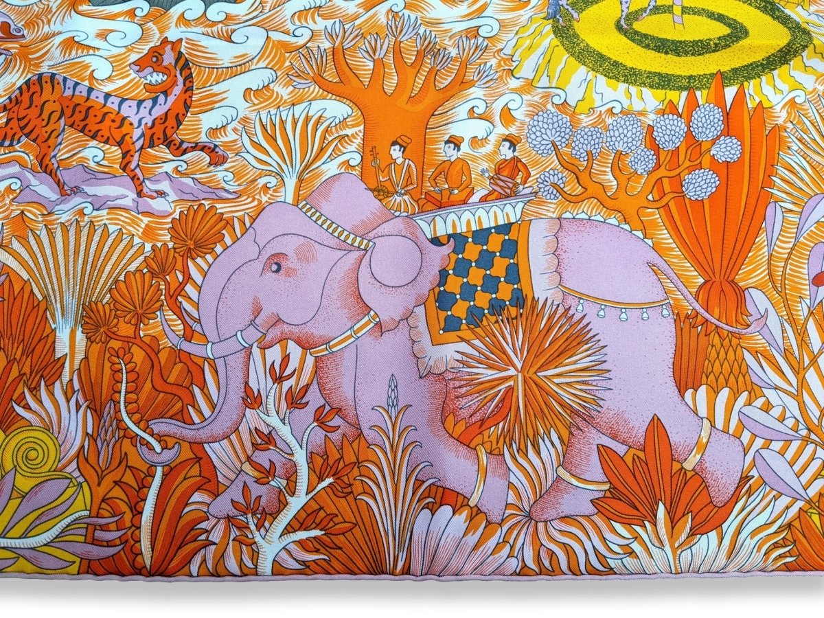 Hermes Orange/Rose "Cosmographia Universalis" by Jan Bajtlik Twill scarf 90cm x 90cm cm - poupishop