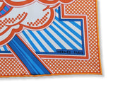Hermes Orange/Turquoise PEGASE POP by Dimitri R. Twill Gavroche Pocket Scarf 45 cm, BNWT! - poupishop