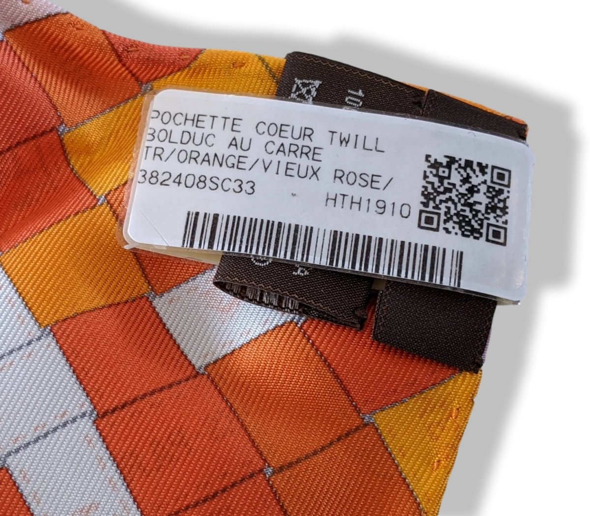Hermes Orange/Vieux Rose/Blanc Coeur BOLDUC AU CARRE POCKET SQUARE, BNWTIB! - poupishop