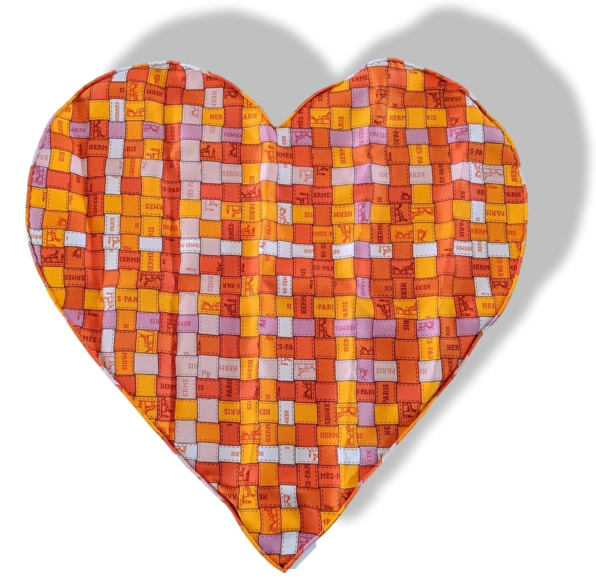 Hermes Orange/Vieux Rose/Blanc Coeur BOLDUC AU CARRE POCKET SQUARE, BNWTIB! - poupishop