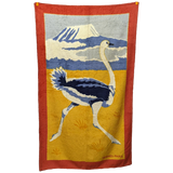 Hermes Vintage Corail/jaune/Bleu Ostrich Beach Towel 90 x 150 cm