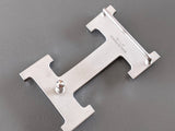 Hermes (P2) Shiny Plated Silver and Palladium Buckle H 32mm, New with flaws! - poupishop