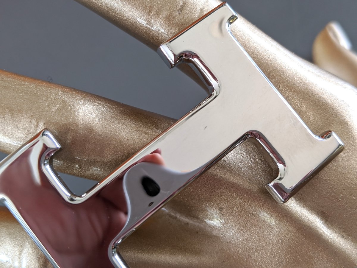 Hermes (P2) Shiny Plated Silver and Palladium Buckle H 32mm, New with flaws! - poupishop