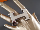 Hermes (P2) Shiny Plated Silver and Palladium Buckle H 32mm, New with flaws! - poupishop
