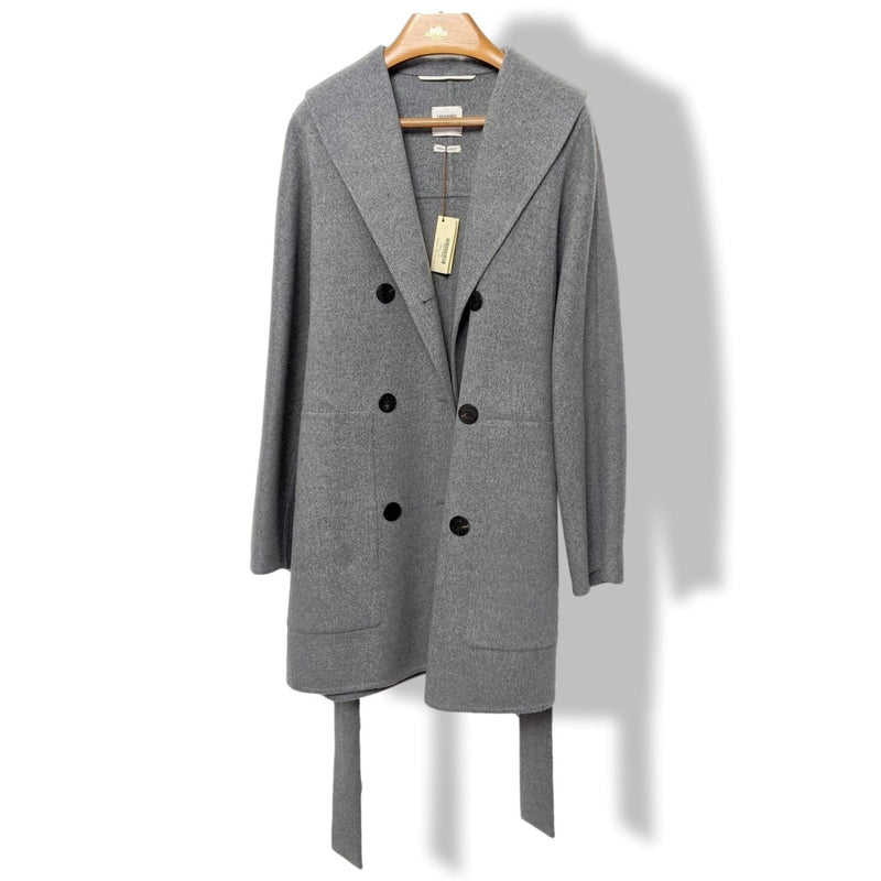 Hermes Pale Grey 100% Cashmere Double Face Belted Pea Coat CABAN CEINTURE Sz40, BNWT! - poupishop