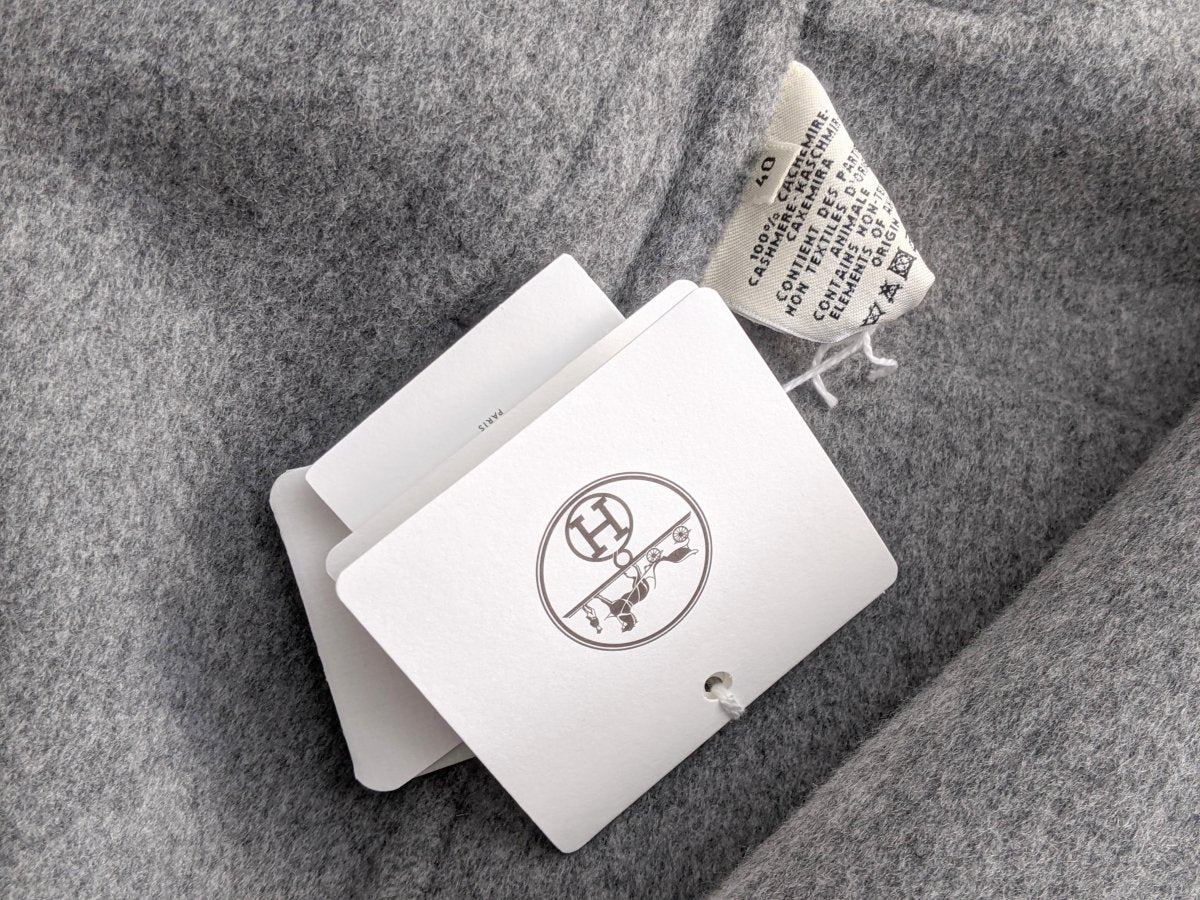 Hermes Pale Grey 100% Cashmere Double Face Belted Pea Coat CABAN CEINTURE Sz40, BNWT! - poupishop