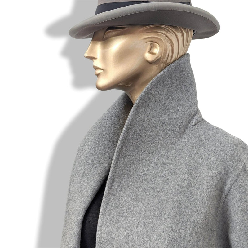 Hermes Pale Grey 100% Cashmere Double Face Belted Pea Coat CABAN CEINTURE Sz40, BNWT! - poupishop