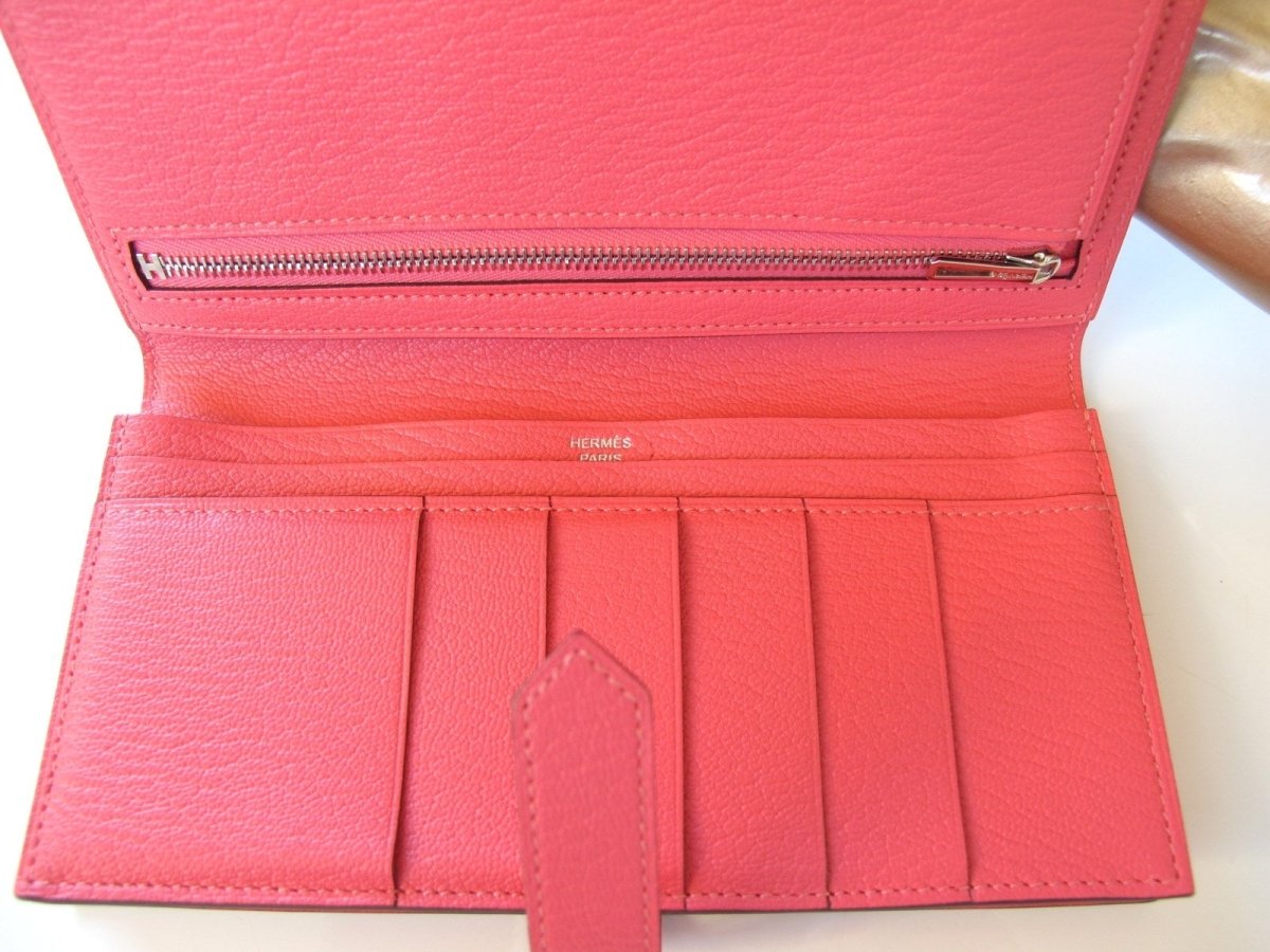 Hermes Palladium Rose Azalee Azalea Bearn Bifold Wallet, New! - poupishop