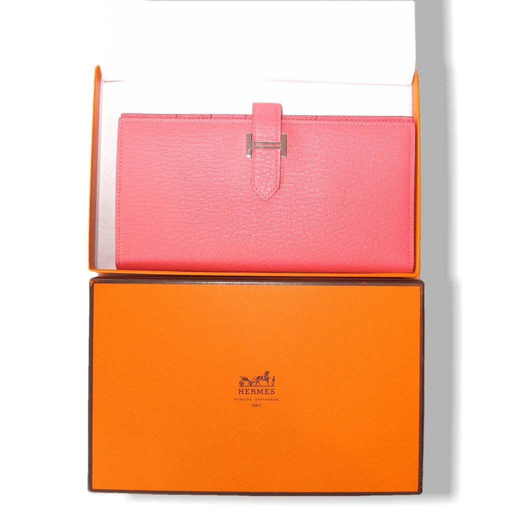 Hermes Palladium Rose Azalee Azalea Bearn Bifold Wallet, New! - poupishop