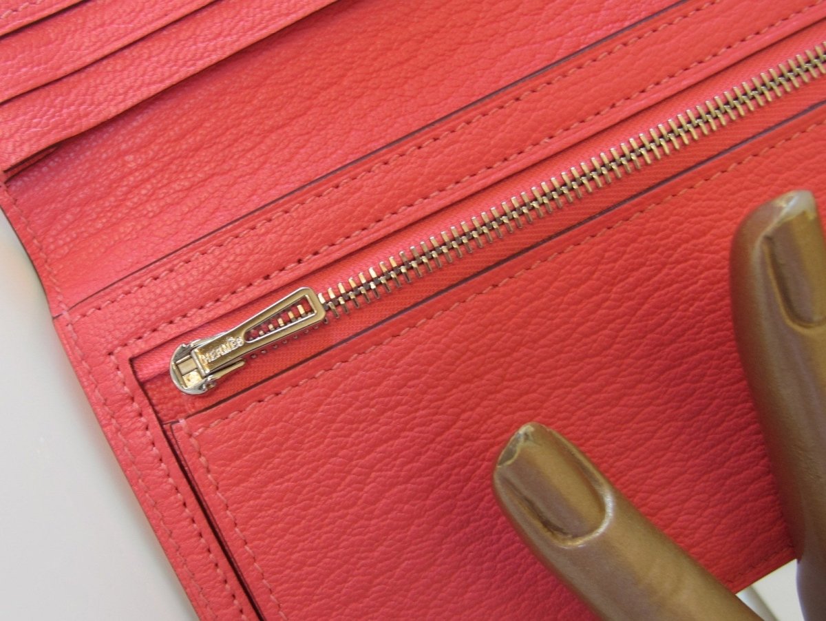 Hermes Palladium Rose Azalee Azalea Bearn Bifold Wallet, New! - poupishop