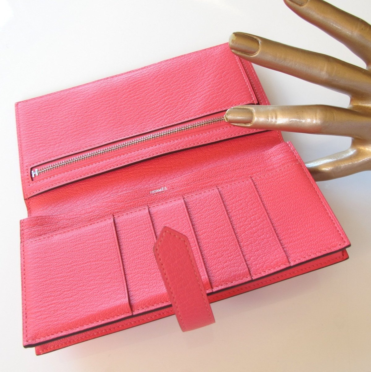 Hermes Palladium Rose Azalee Azalea Bearn Bifold Wallet, New! - poupishop
