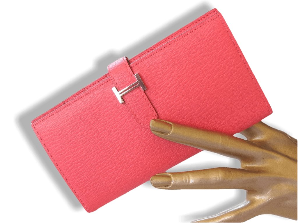 Hermes Palladium Rose Azalee Azalea Bearn Bifold Wallet, New! - poupishop