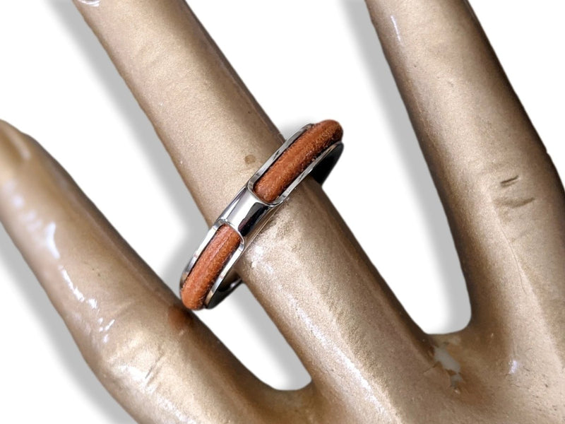 GFF-IN Hermes Palladium/Leather Anneau Foulard Kyoto GM Scarf Ring New! - poupishop