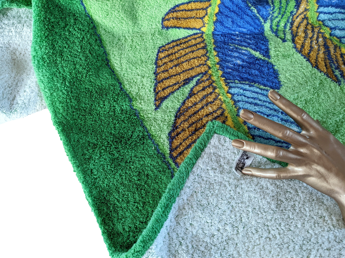 Hermes Vert/Vert "Palme" Tapis de Plage Terry Beach Towel XXL 145 x 190 cm