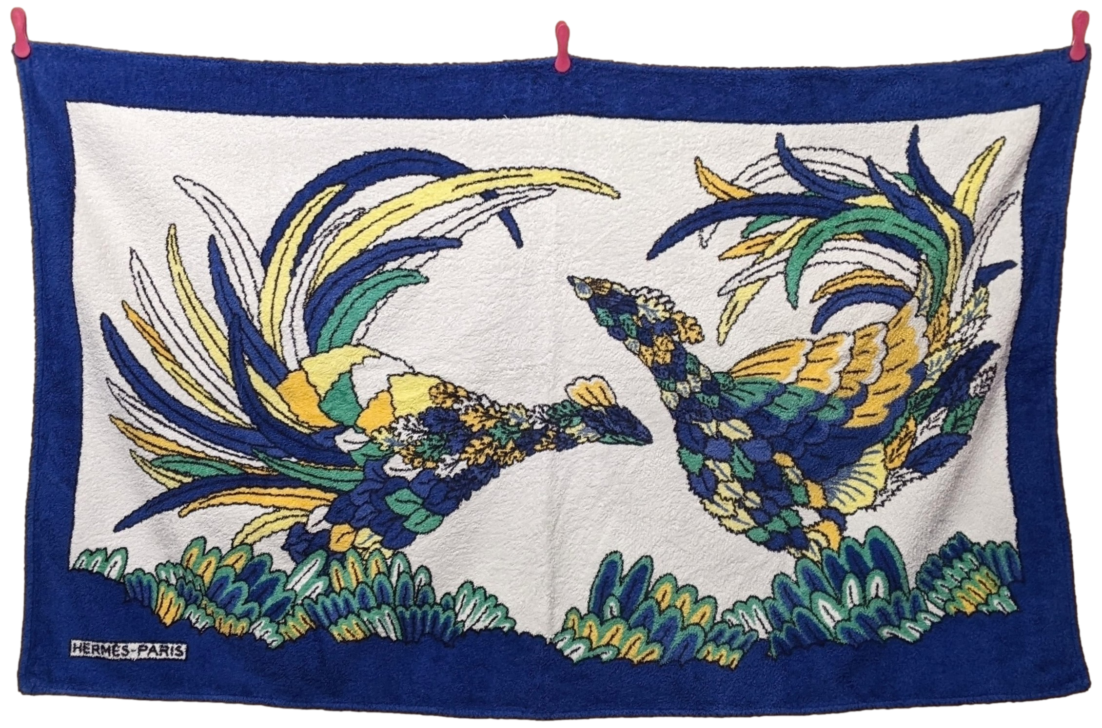 Hermes Vintage "Paons" Tapis de Plage Terry Beach Towel 90 x 150 cm