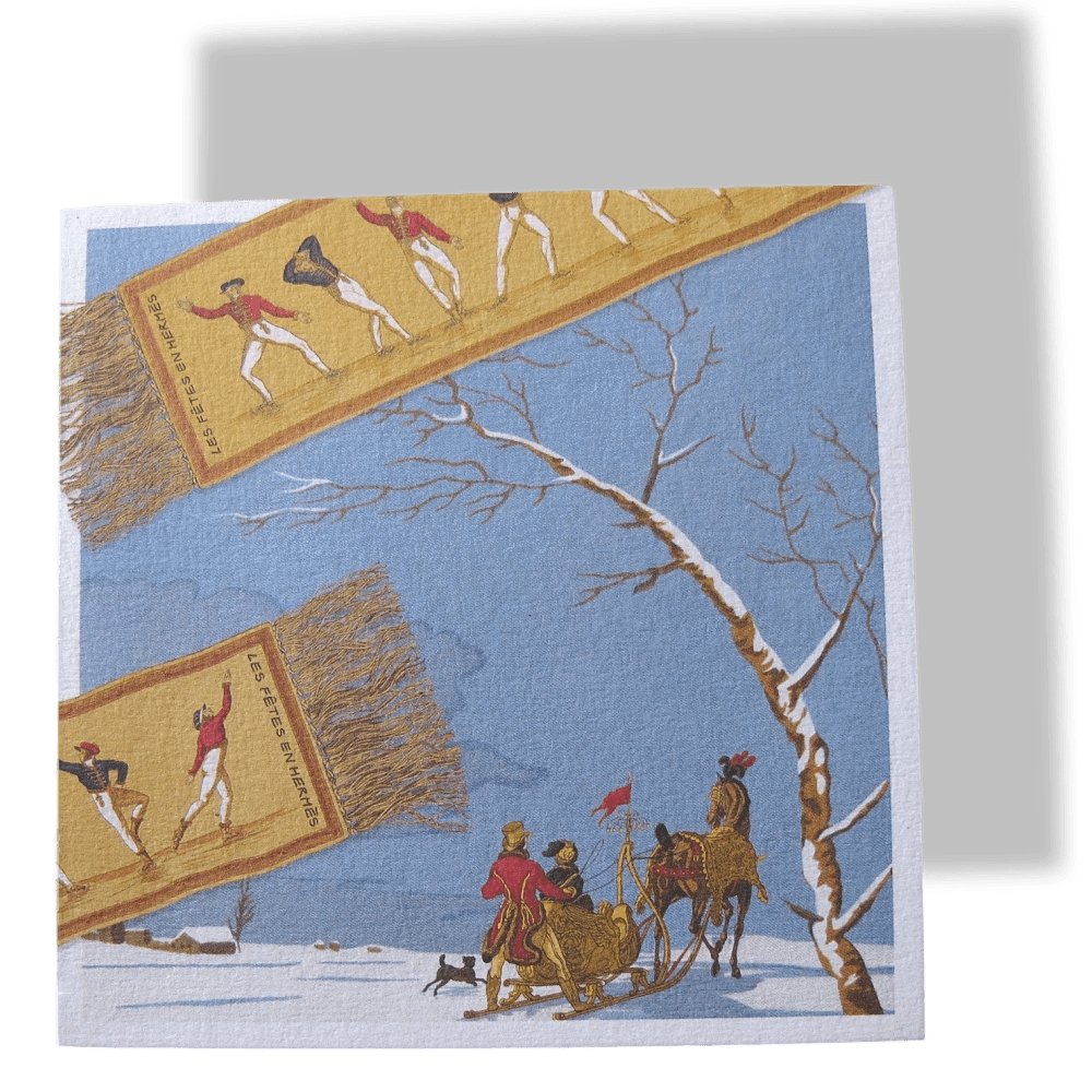 Hermes Papier Les Plaisirs du Froid Greeting Card " Meilleurs Voeux " - poupishop
