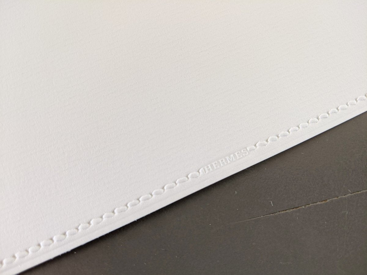 Hermes Papier Rare Vintage White Cards & Matching Enveloppes Gaufre Point Sellier Saddle Stiching, New! - poupishop