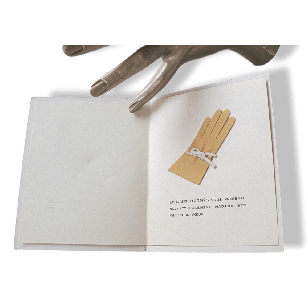 Hermes Papier Retro Caleche Greeting Card Le Gant Hermès - Hiver Leather Glove, Rare! - poupishop