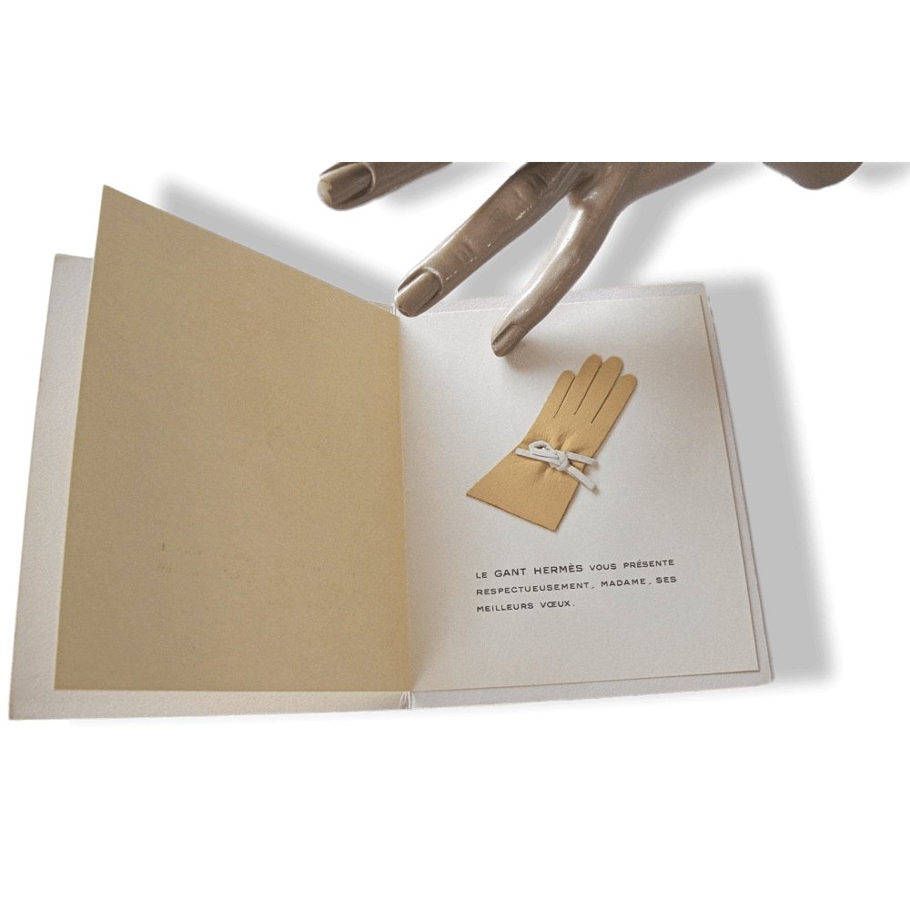 Hermes Papier Retro Caleche Greeting Card Le Gant Hermès - Hiver Leather Glove, Rare! - poupishop