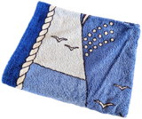 Hermes Vintage Blue/Baby Blue Boat "Paquebot" Print Terry Cotton Beach Towel