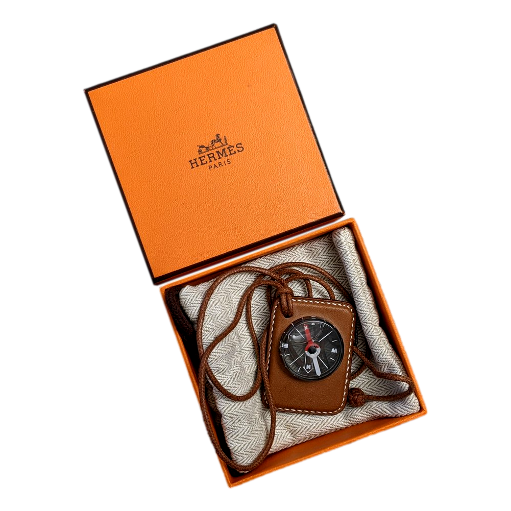 Hermes Ltd Issue Barenia "Parfumeur 2010 " Compass Pendant Necklace