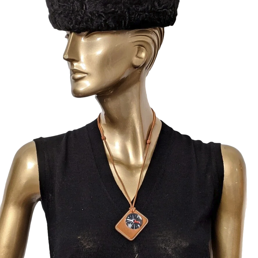 Hermes Ltd Issue Barenia "Parfumeur 2010 " Compass Pendant Necklace