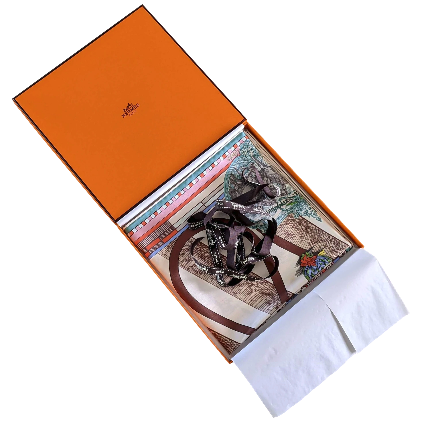 Hermes [C205] Creme/Vert/Rose "Passades et Serpentines" by Virginie Jamin Double Face Twill Scarf 90 cm