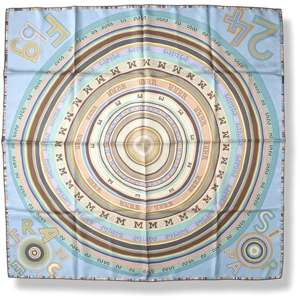 Hermes Pastel Blue Etoupe Tohu Bohu by Claudia Sthulhofer-Mayr Twill Silk Scarf 90cm - poupishop