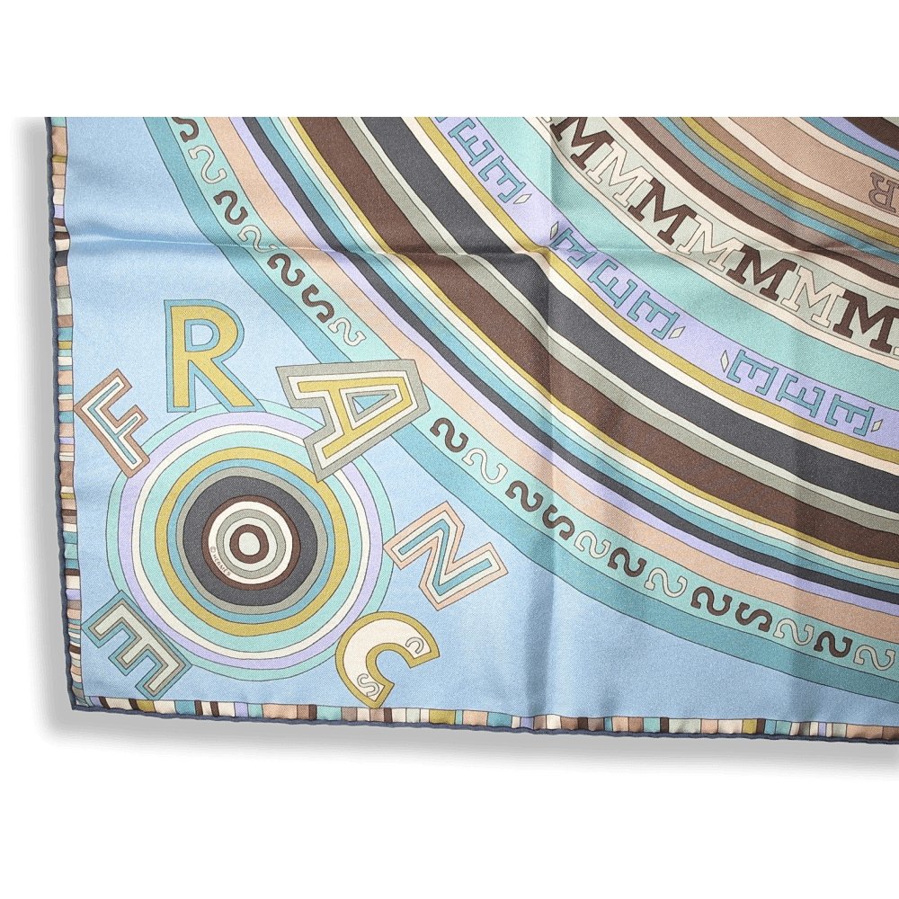 Hermes Pastel Blue Etoupe Tohu Bohu by Claudia Sthulhofer-Mayr Twill Silk Scarf 90cm - poupishop