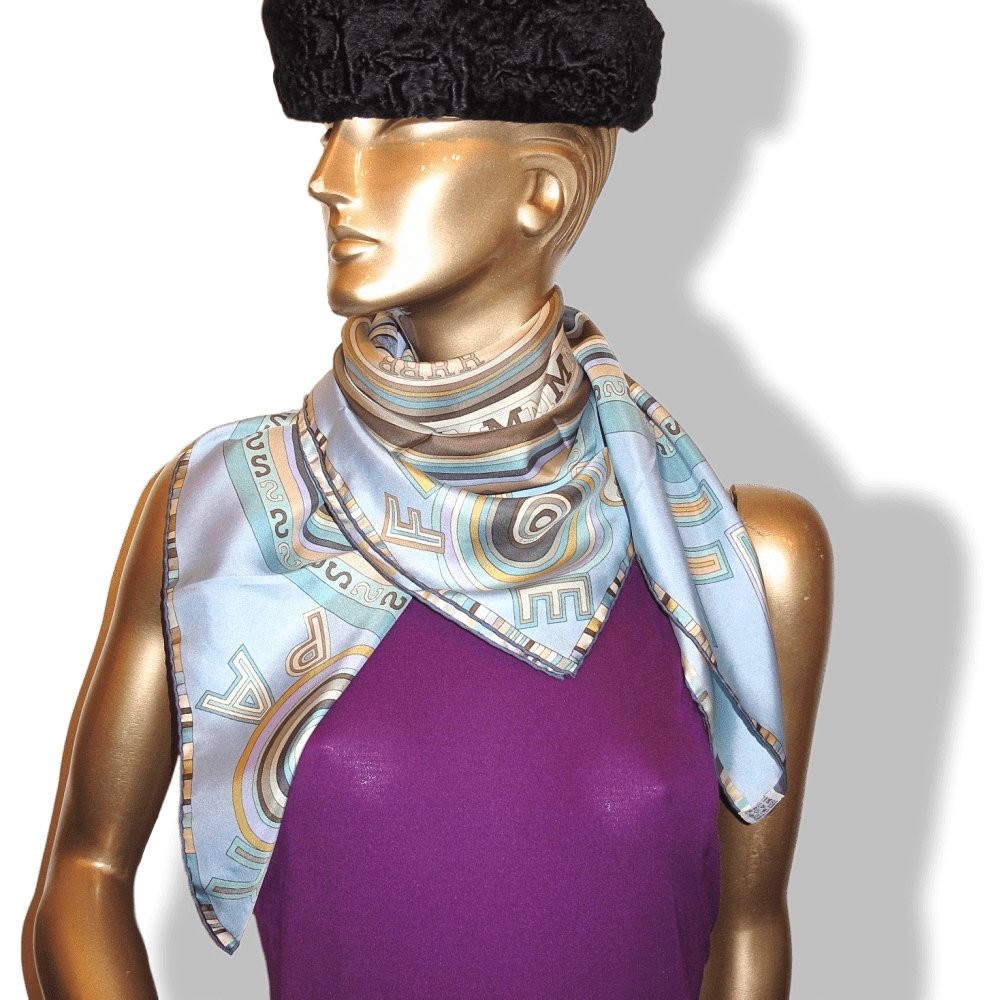 Hermes Pastel Blue Etoupe Tohu Bohu by Claudia Sthulhofer-Mayr Twill Silk Scarf 90cm - poupishop