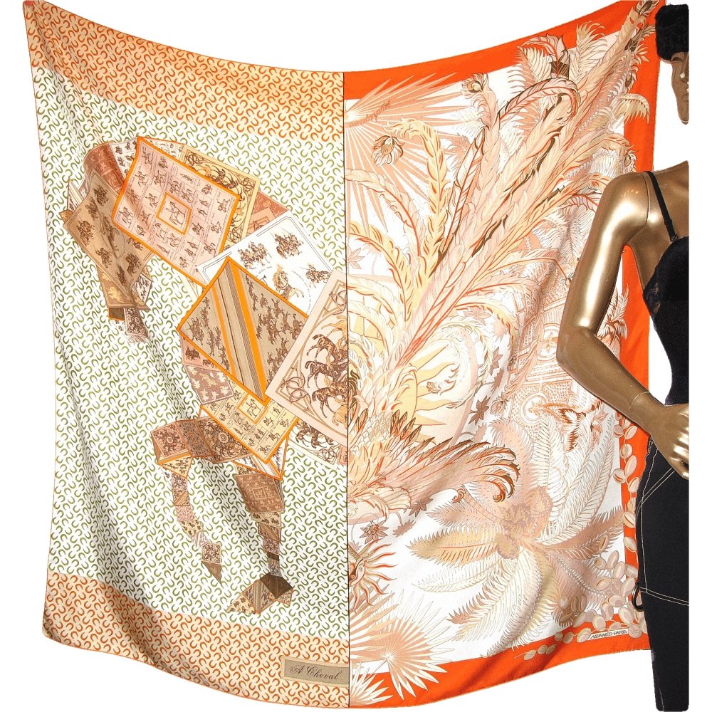 Hermes Pastel Mythiques Phoenix / A cheval sur mon Carre Twill Silk Shawl 140, Box! - poupishop