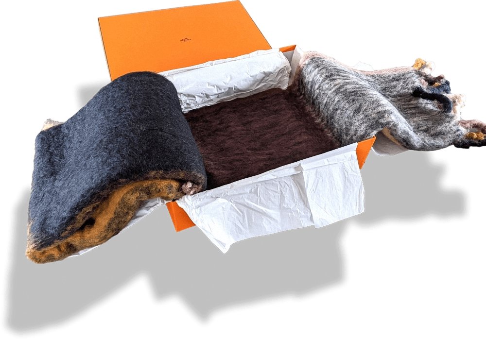 Hermes Patchwork 100% Mohair Handwoven in Finland Throw blanket - Plaid 220 x 130 cm, BNIB! - poupishop