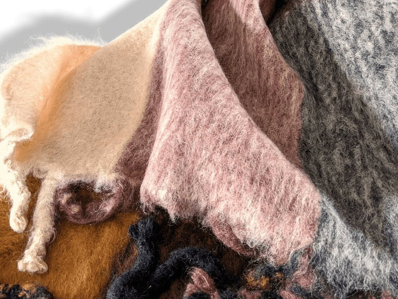 Hermes Patchwork 100% Mohair Handwoven in Finland Throw blanket