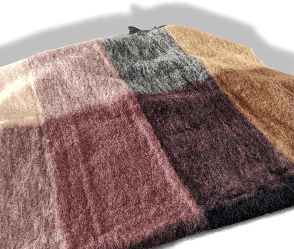Hermes Patchwork 100% Mohair Handwoven in Finland Throw blanket - Plaid 220 x 130 cm, BNIB! - poupishop