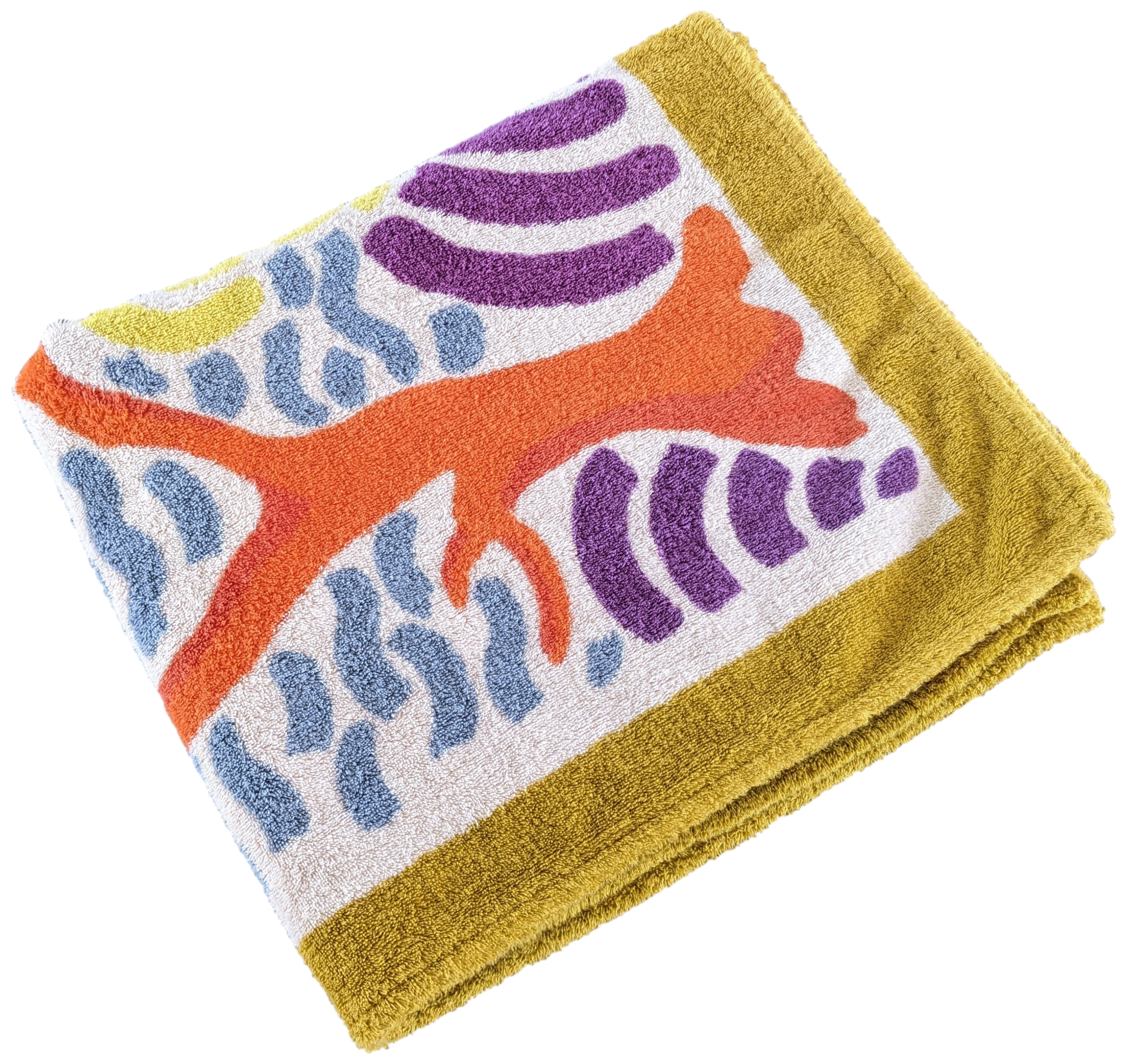 Hermes Multicolore/Orange " Paysage " Tapis de Plage Terry Beach Towel 150 x 90cm