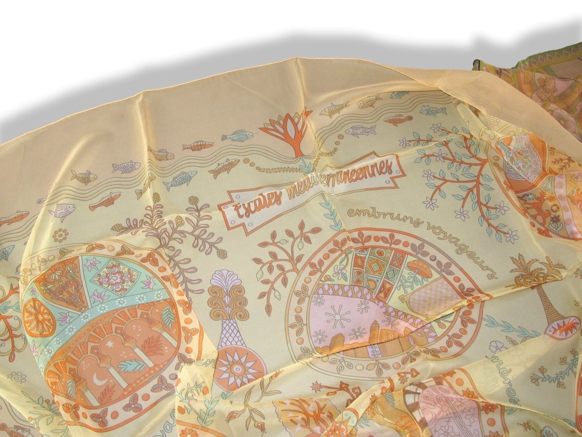 Hermes Pêche/Aqua ESCALES MEDITERRANEENNES Mousseline 140, New! - poupishop