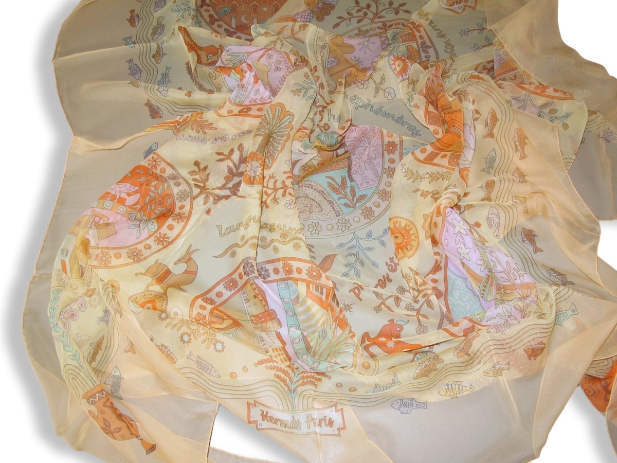 Hermes Pêche/Aqua ESCALES MEDITERRANEENNES Mousseline 140, New! - poupishop