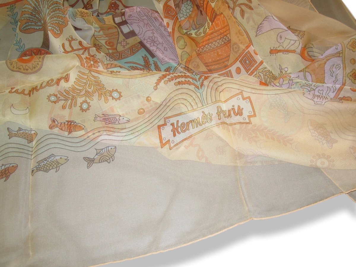 Hermes Pêche/Aqua ESCALES MEDITERRANEENNES Mousseline 140, New! - poupishop