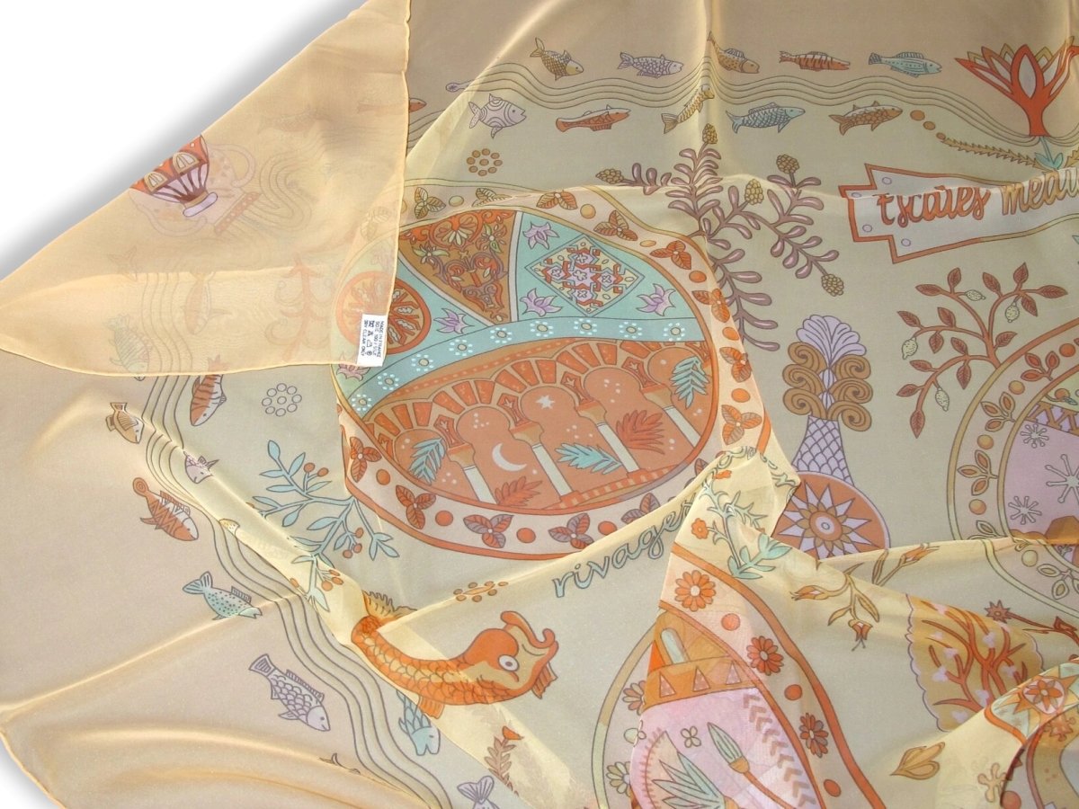 Hermes Pêche/Aqua ESCALES MEDITERRANEENNES Mousseline 140, New! - poupishop