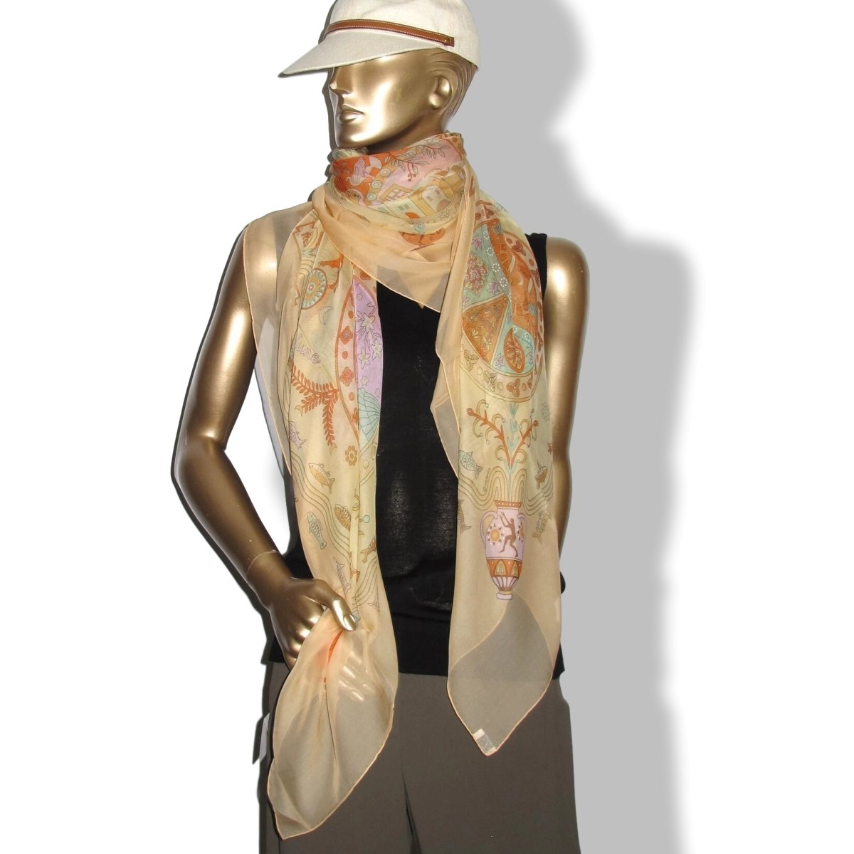 Hermes Pêche/Aqua ESCALES MEDITERRANEENNES Mousseline 140, New! - poupishop