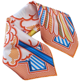 Produits Hermes Orange/Turquoise PEGASE POP by Dimitri R. Twill Gavroche Pocket Scarf 45 cm