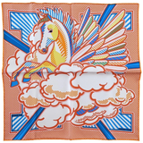 Produits Hermes Orange/Turquoise PEGASE POP by Dimitri R. Twill Gavroche Pocket Scarf 45 cm