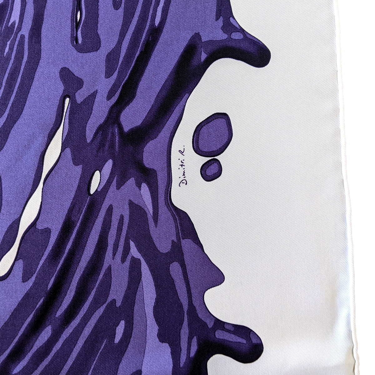 Hermes 2012 Blanc/Encre "Peinture Fraiche" by Dimitri R. Twill Silk 90cm