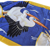 Hermes Vintage Yellow/Blue Cotton Terry "Pelicans" Beach Towel 90 x 150 cm